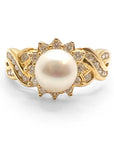 9ct Yellow Gold Pearl & Diamond Cluster Ring
