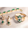 9ct Yellow Gold Emerald & Diamond Bracelet