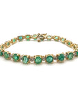 9ct Yellow Gold Emerald & Diamond Bracelet
